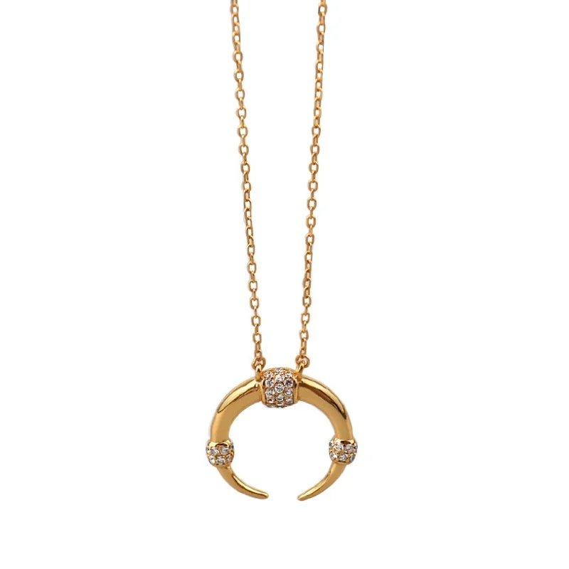 s925 sterling silver diamond moon necklace
