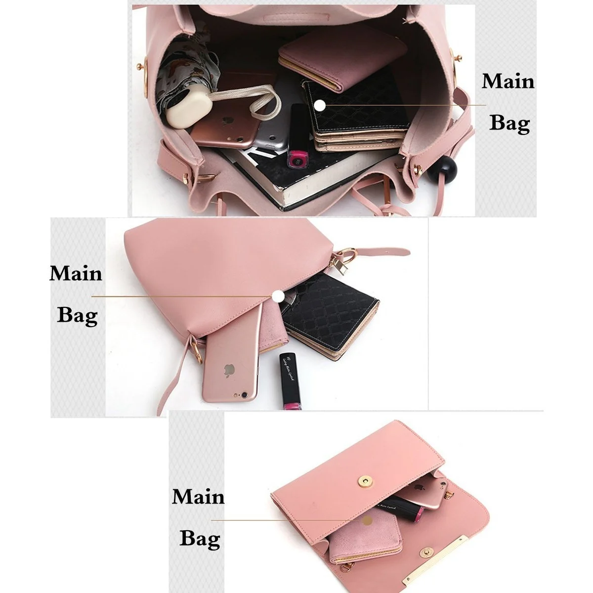 Purse And Handbag 3Pcs Bag Set - Image 4