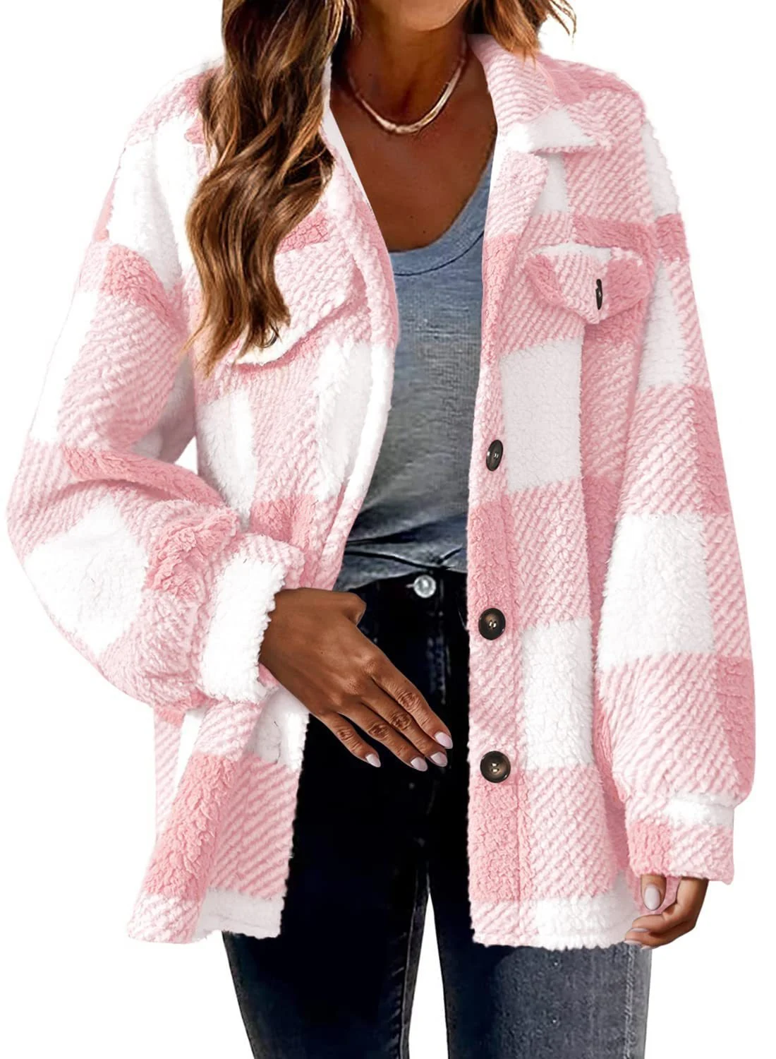 Lamb Fleece Jacket Button Fleece Jacket - Image 2
