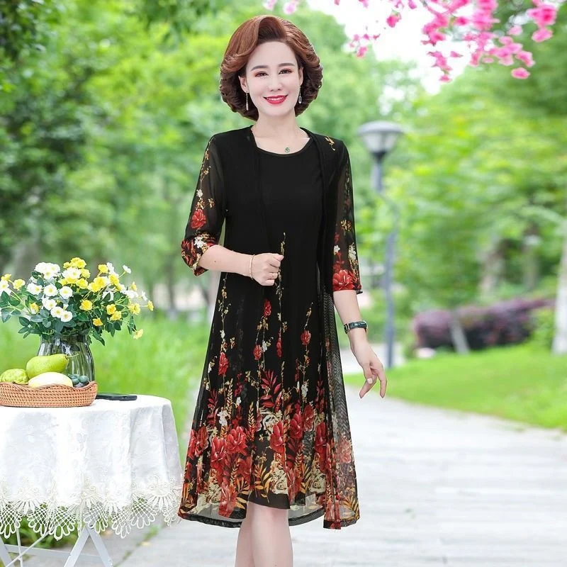 Middle-aged Female Broad Wife Fashion Western-style Age-reducing Suit Skirt - Image 6