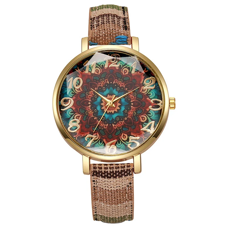 Round Floral Design Watch - Image 7