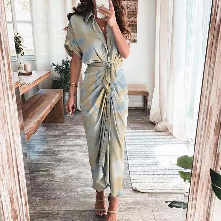 Women's Temperament Fashion Printing Short Skirt Shirt Dress - Image 6