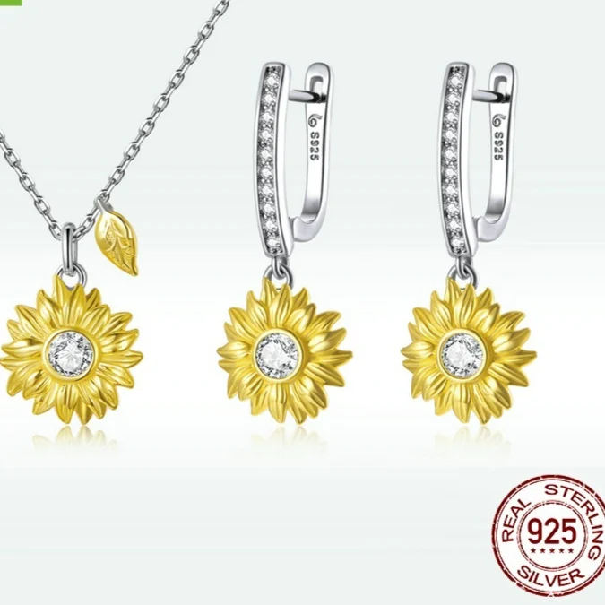Sunflower Earrings And Necklace Set - Image 8
