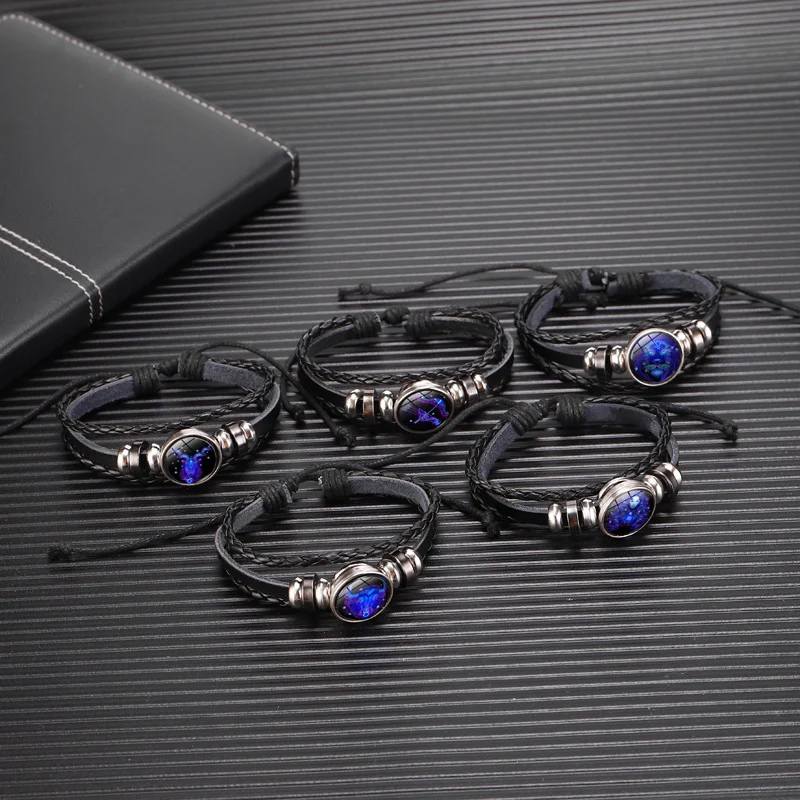 12 Zodiac Constellation Bracelet Luminous Braided Design Bracelet For Men Women Kids - Image 10