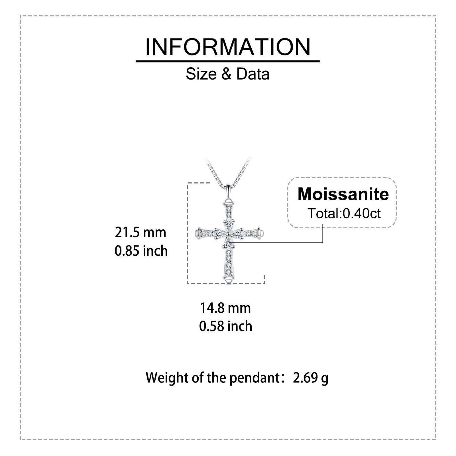 925 Sterling Silver Elegant Silver Cross Necklace With Sparkling Moissanite Accents - Timeless Christian Faith Symbol - Image 2
