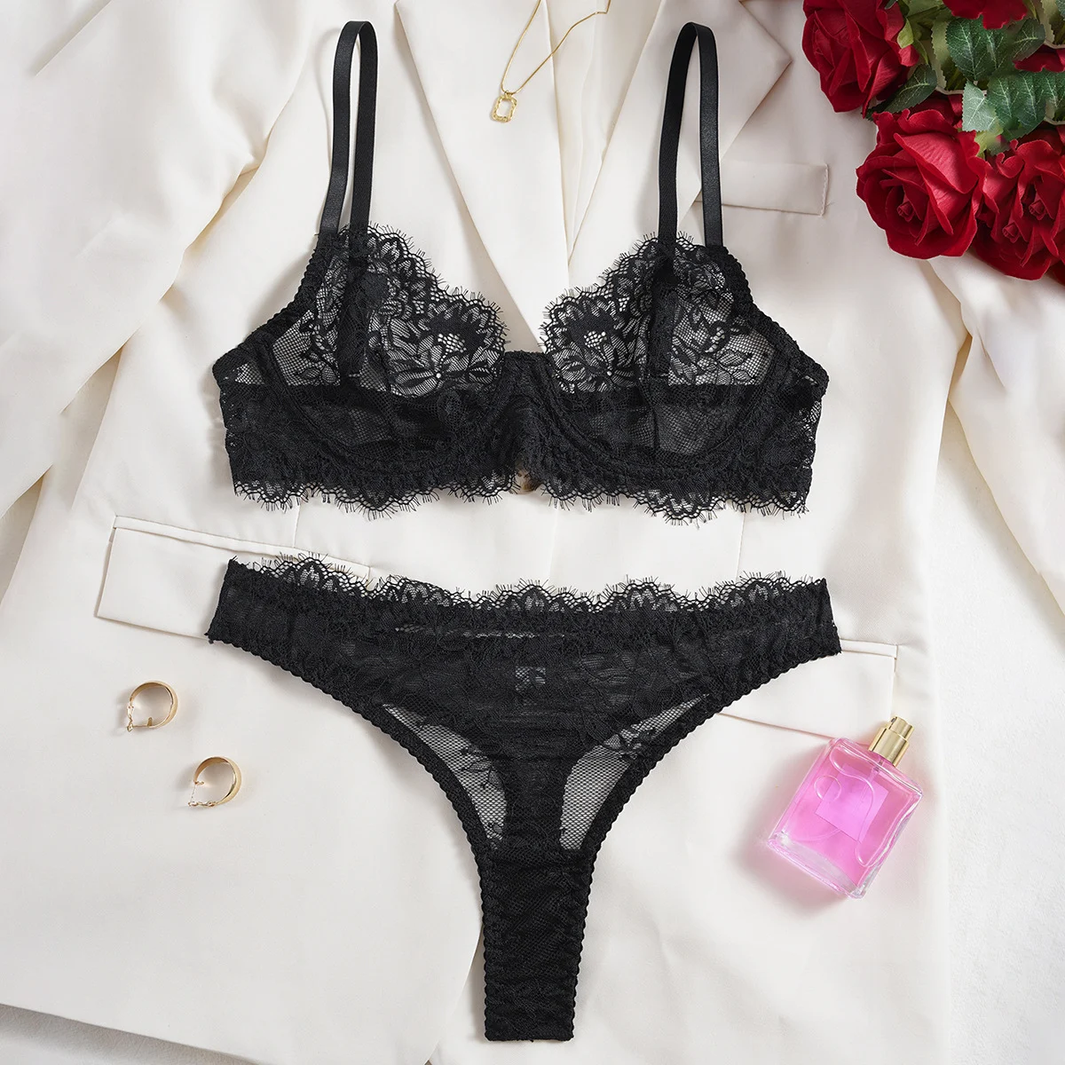 Womens Lingerie Sexy Lace Bra Set - Image 2