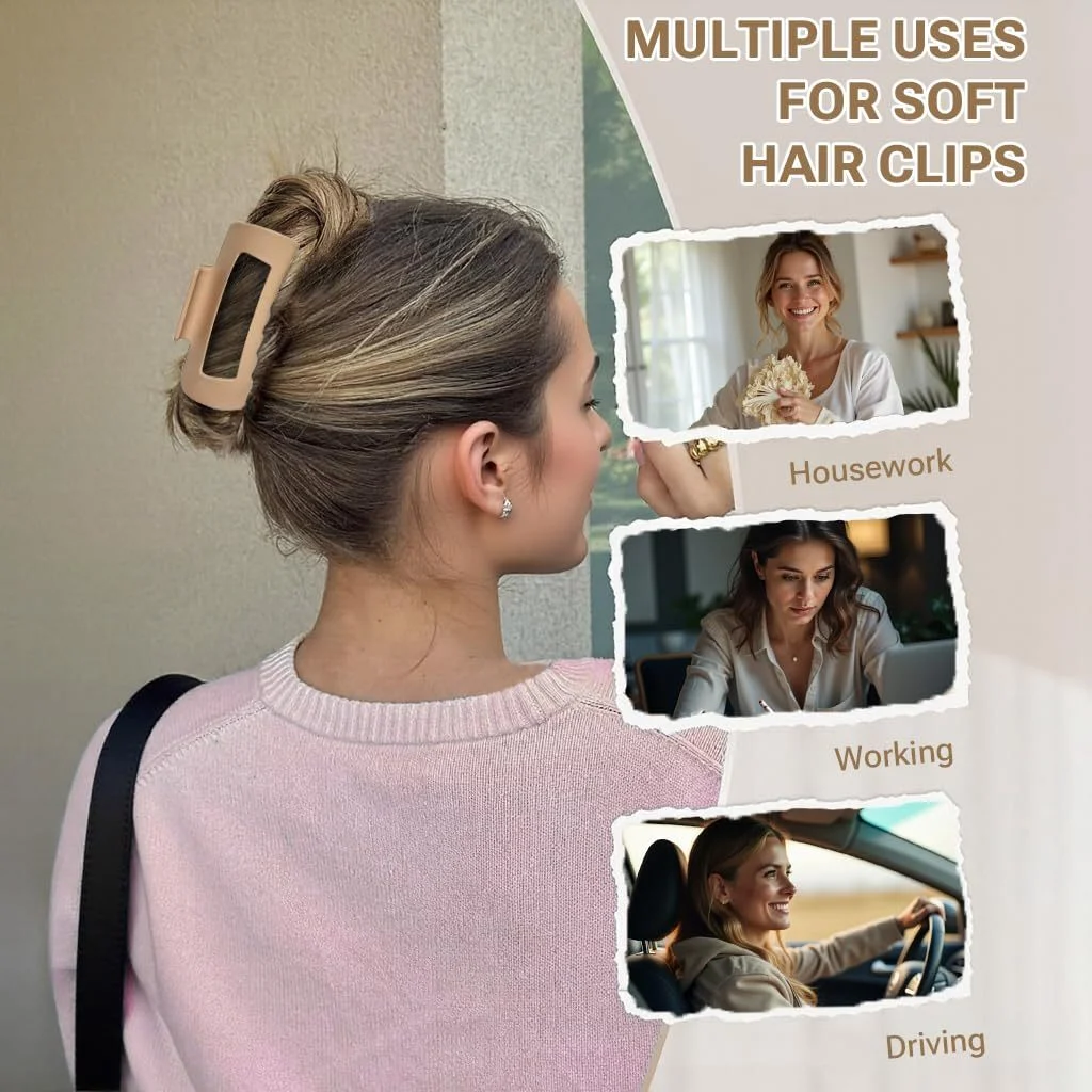 4Pcs Cloud Claw Clips, Soft & Flexible Cozy Claw Clip, Flexible Claw Clip, Ponytail Hairpins For Thick Or Fine Hair, Beauty Accessory For Women - Image 7