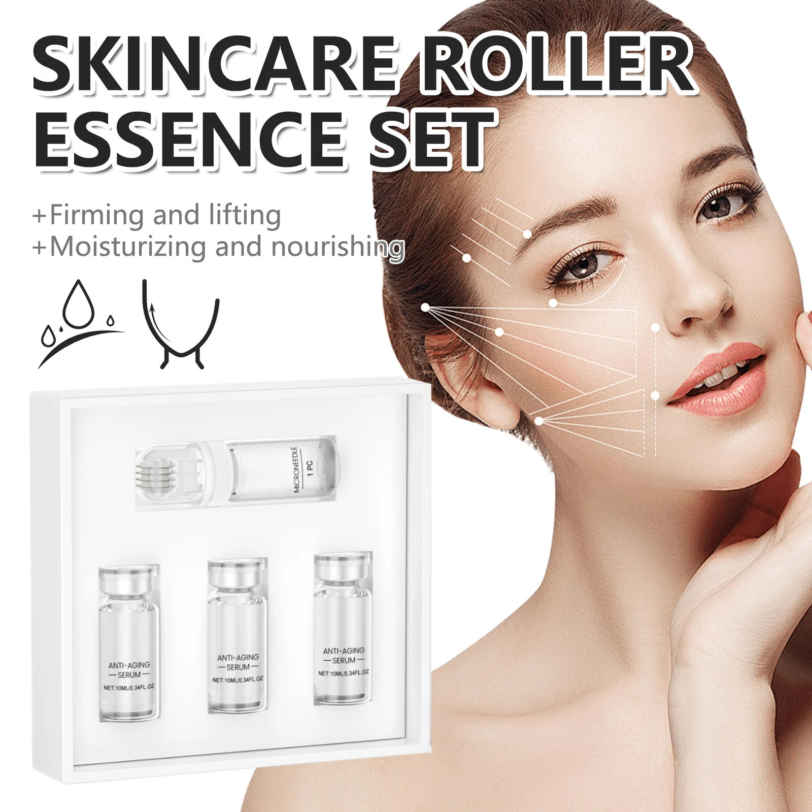 Moisturizing Whitening And Brightening Skincare Roller Serum Set