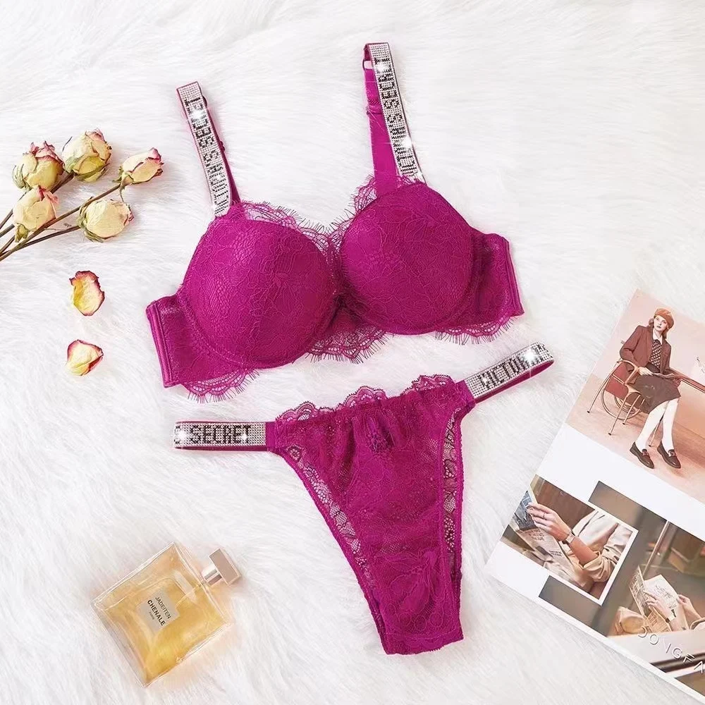 Lace Rhinestone Bra Underwear Suit - Image 2