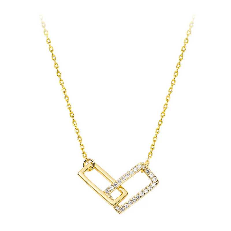 S925 Silver Necklace Women's Shape Interlocking Clavicle Chain