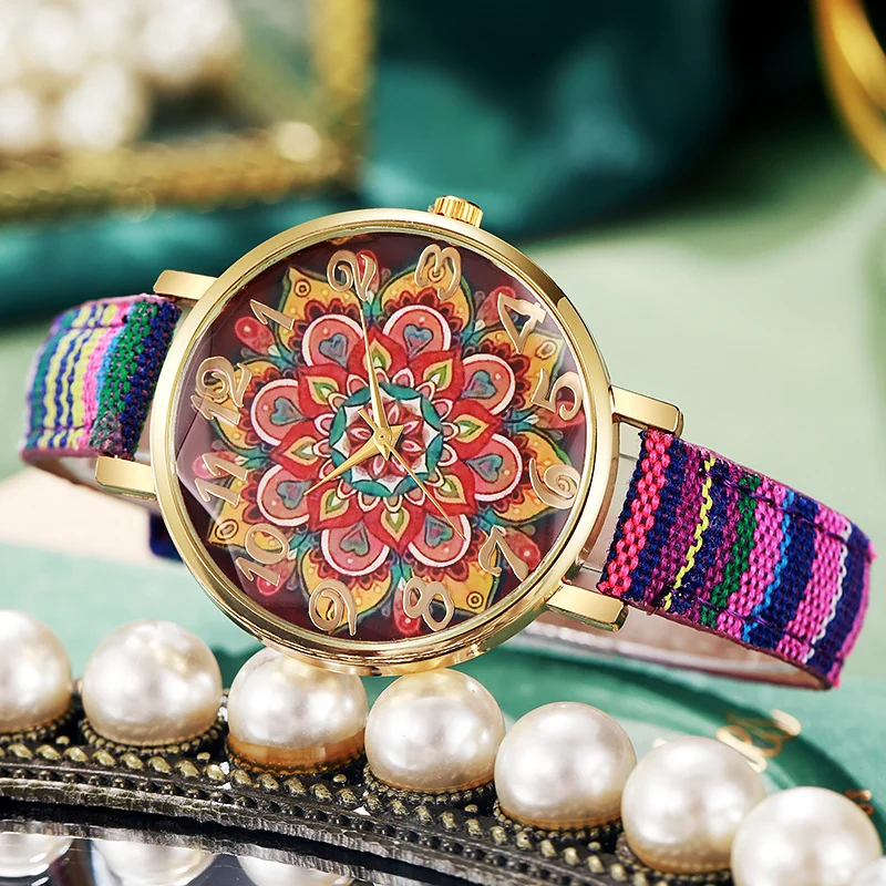 Round Floral Design Watch - Image 4