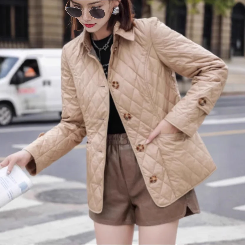 Women's Slim-Fit Diamond-Quilted Cotton Padded Jacket - Image 2