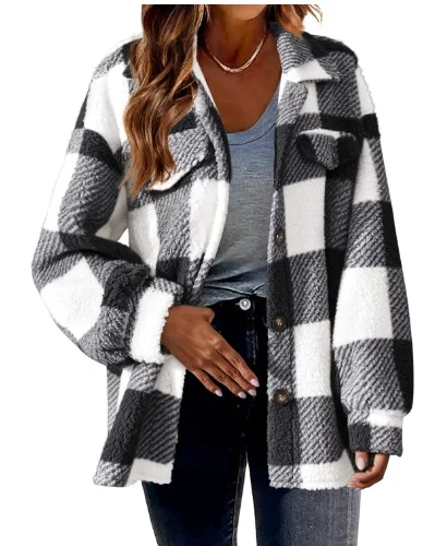 Lamb Fleece Jacket Button Fleece Jacket - Image 3