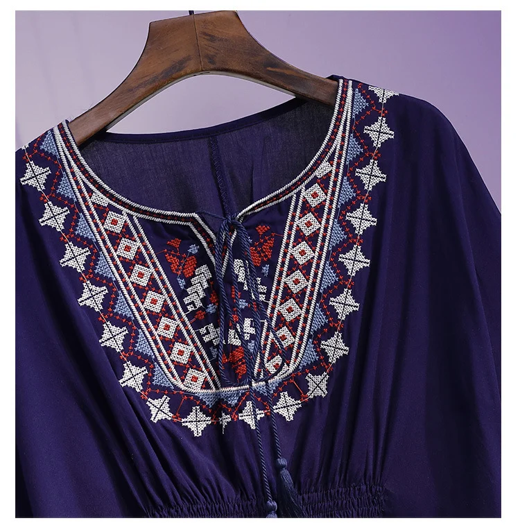 Women's Summer Loose Waist-controlled Top Vintage Printed Chiffon Shirt - Image 3