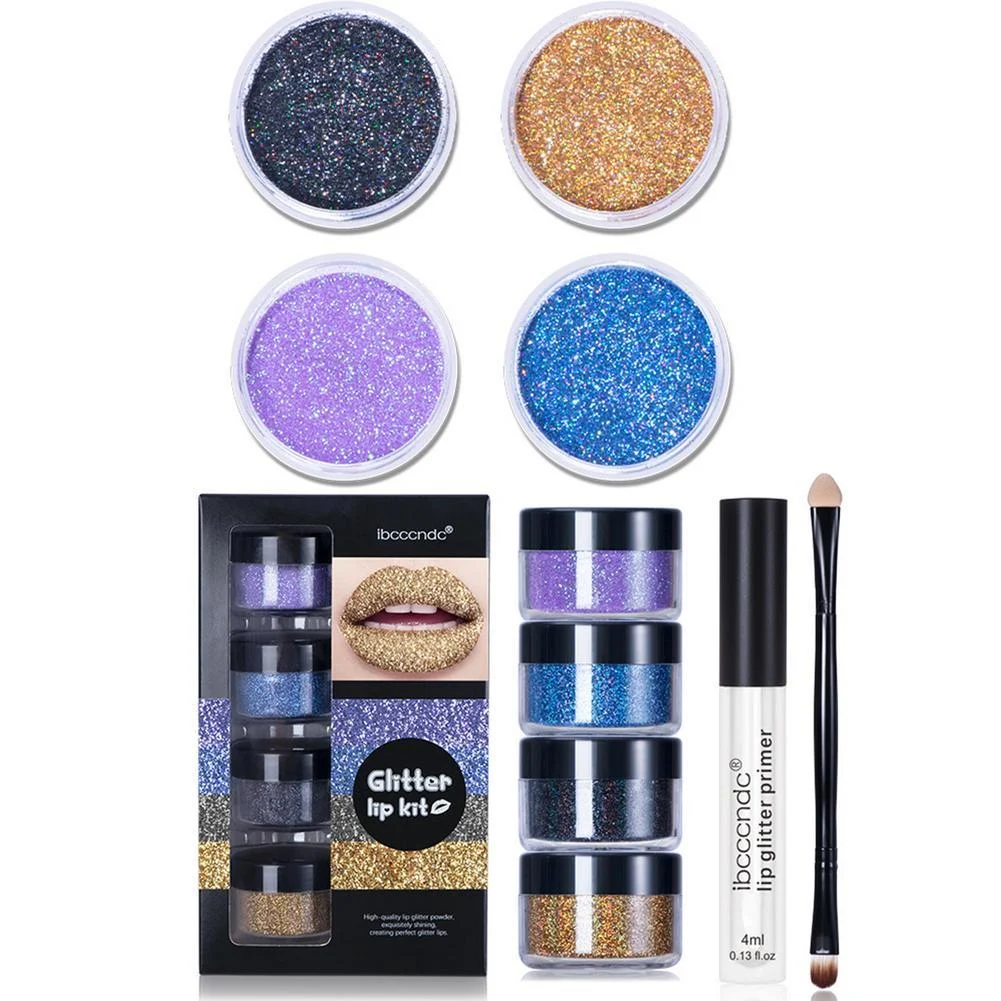 Glitter Lip Gloss Lipstick Shiny DIY Lip Gloss Diamond Waterproof Long Lasting Lipgloss Kit With Lip Primer Lip Tint Lips Makeup - Image 6