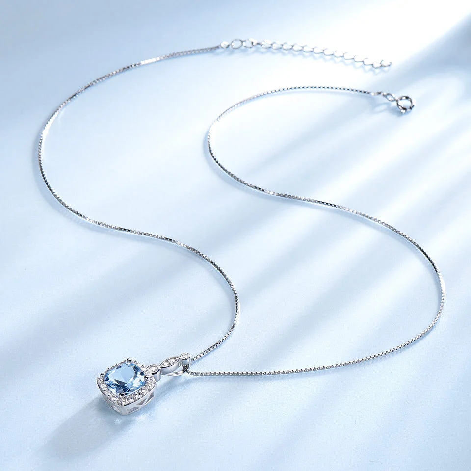 925 Sterling Silver Necklace Sky Blue Topaz Four-Piece Set - Image 7