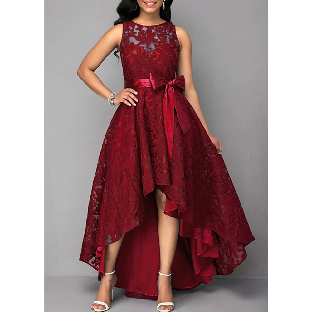 Embossed lace irregular dress - Image 4