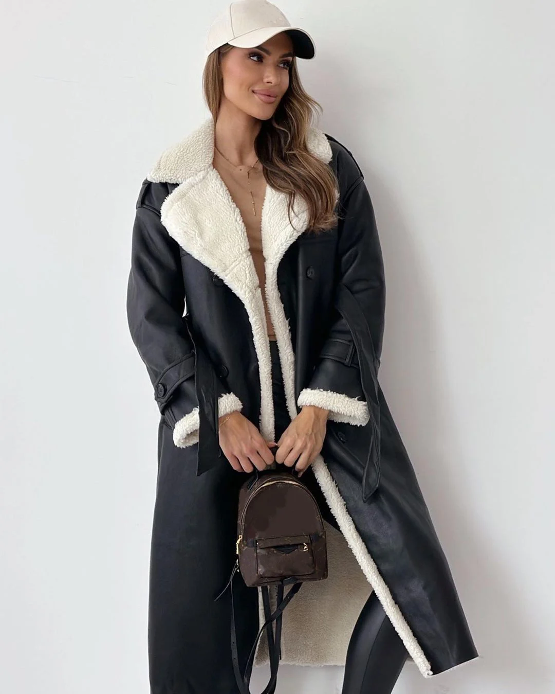Winter Jacket With Belt Fashion Double Breasted Lapel Windbreaker Women's Long Trench Coat Mid-length Overcoat Clothing - Image 2