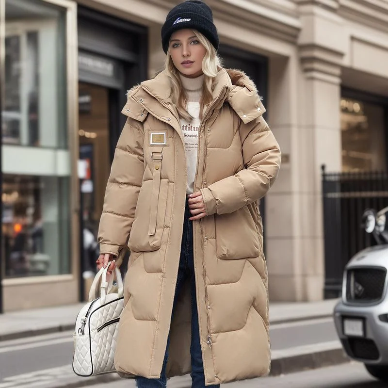 Detachable Hat Cotton Jacket Women's Mid Length Style - Image 5