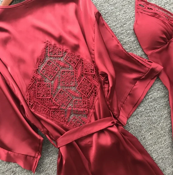 Two-piece long-sleeved pajamas women's home set with chest pad - Image 9
