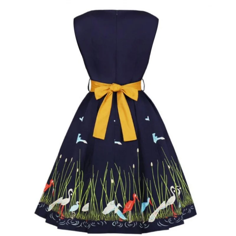 Cut back Hepburn style French print dress