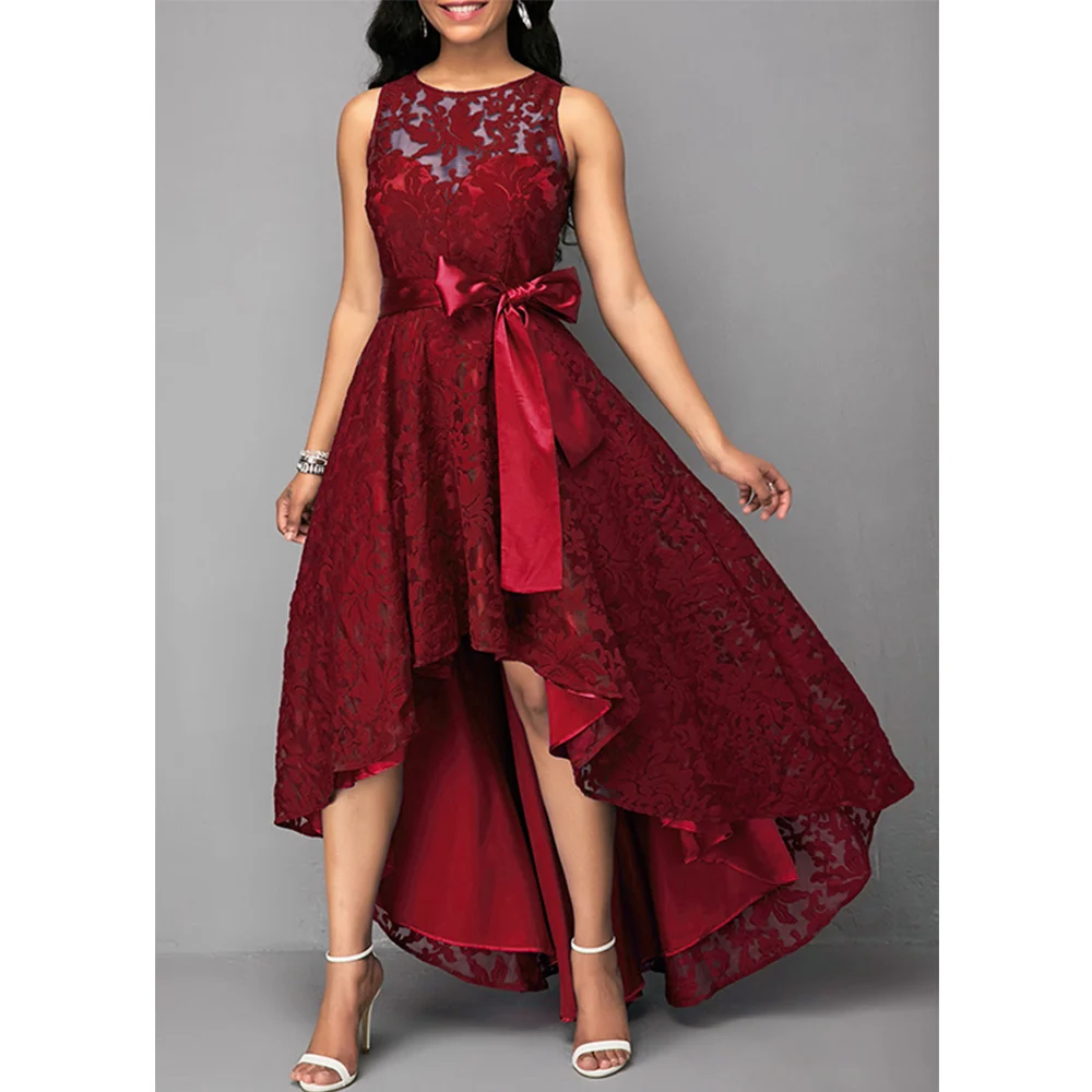 Embossed lace irregular dress - Image 2
