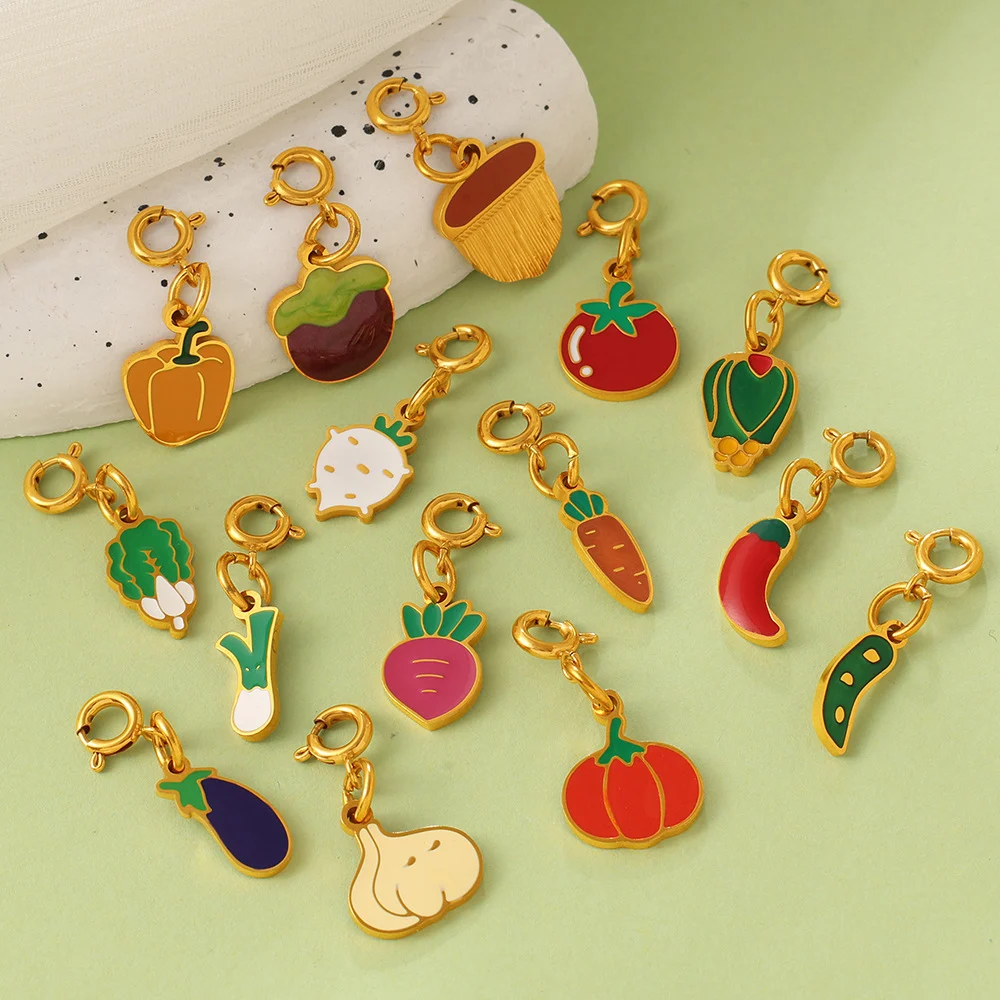 Country-style Cute Vegetable Series Jewelry Clasp Pendant Stainless Steel DIY Bracelet And Necklace Accessories - Image 6