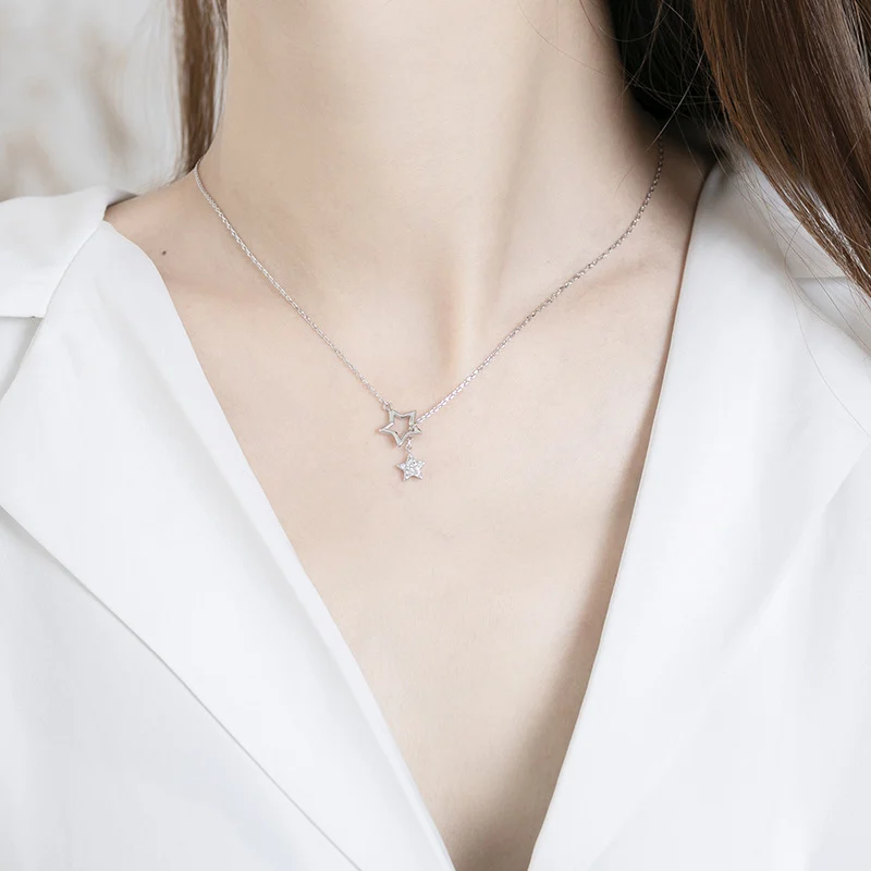 Ladies silver pentagram star necklace - Image 3