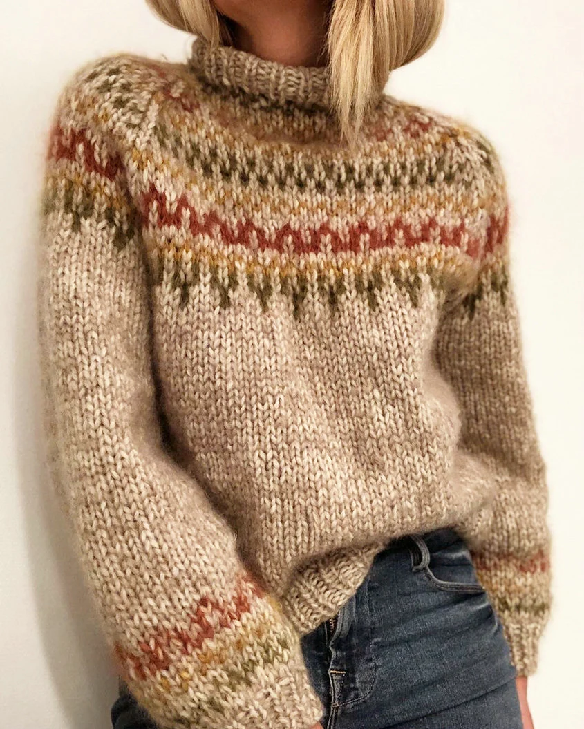Sweater Half High Neck Pullover Straight Print Unisex Sweater - Image 3