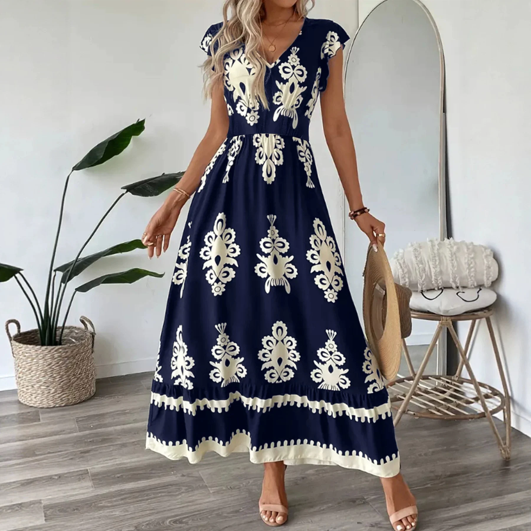 Summer High-waisted, Figure-flattering, Elegant Maxi Dress