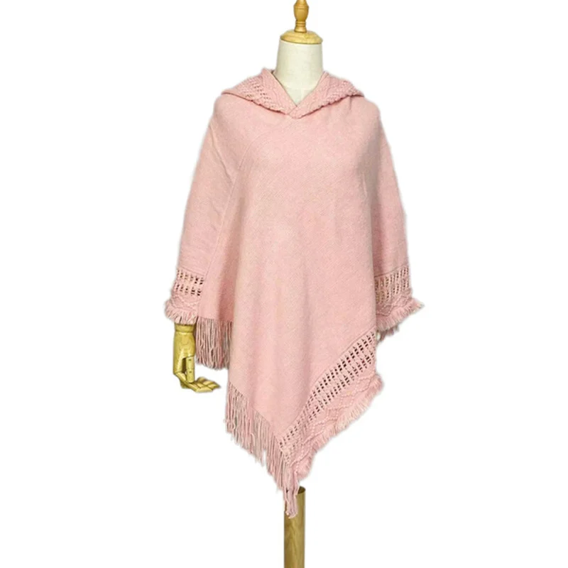 Women's Fashion Faux Cashmere With Hat Tassel Shawl - Image 6