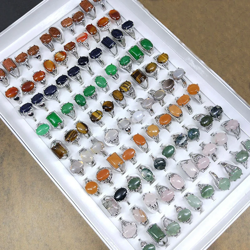 A Variety Of Natural Stone Rings Hand Jewelry - Image 7