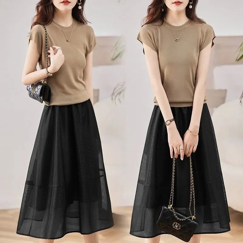 New Thin Ice-silk Knit Two-piece Set Dress - Image 6