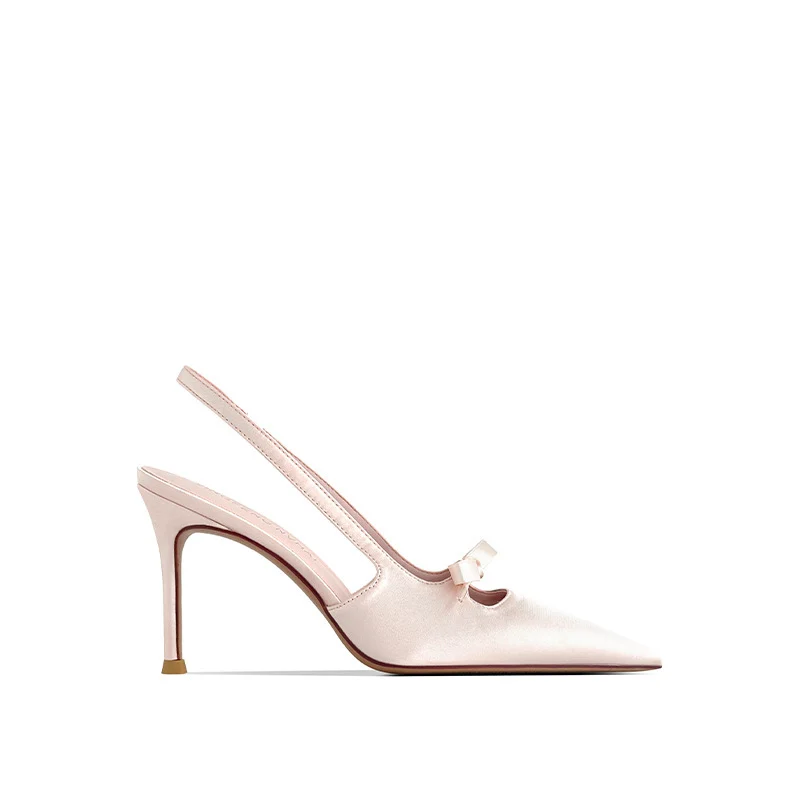 Womens Hollow-out Bow High Heels - Image 4