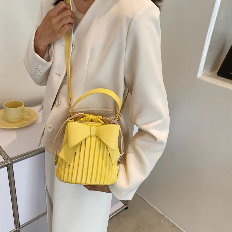 Bowknot Bucket Simple One Shoulder Handbag Fashion - Image 6