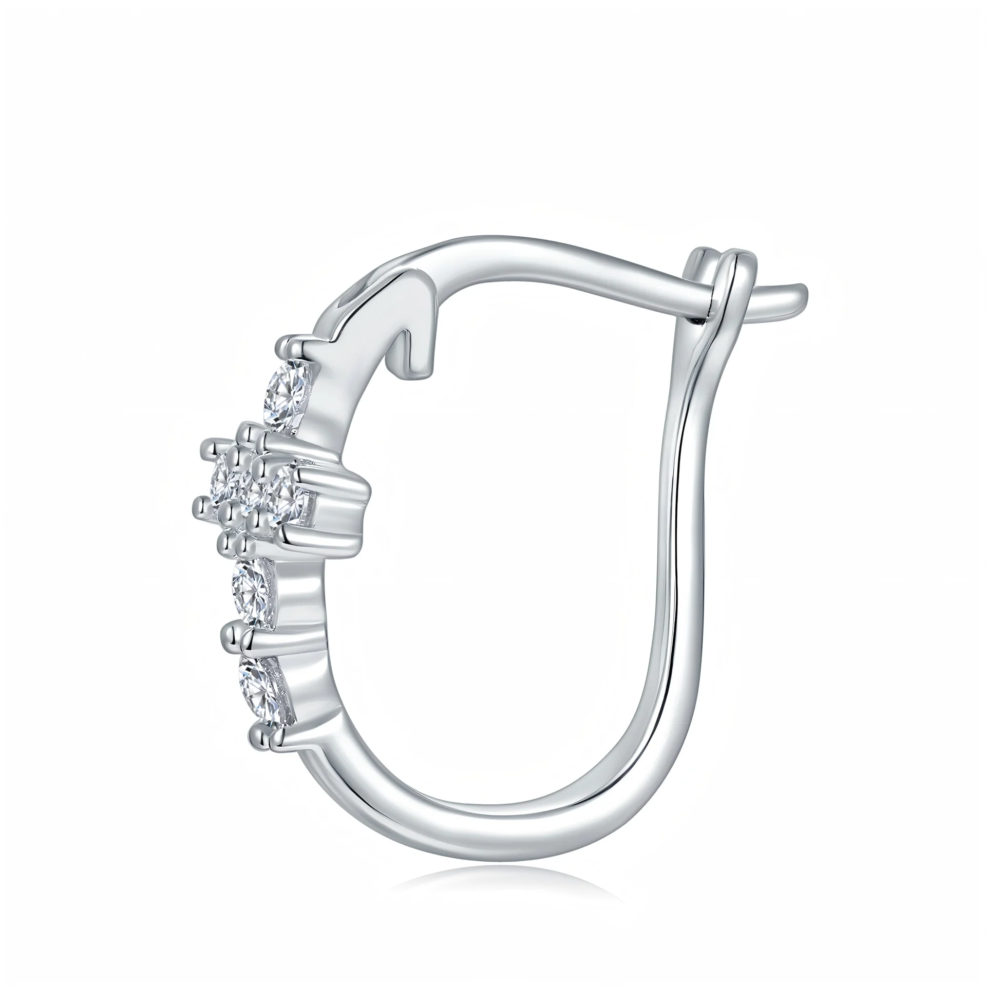 S925 Sterling Silver Cross Hoop Earrings For Women Moissanite Christian Jewelry With GRA Certificate Platinum Plated Gift Box Set - Image 4