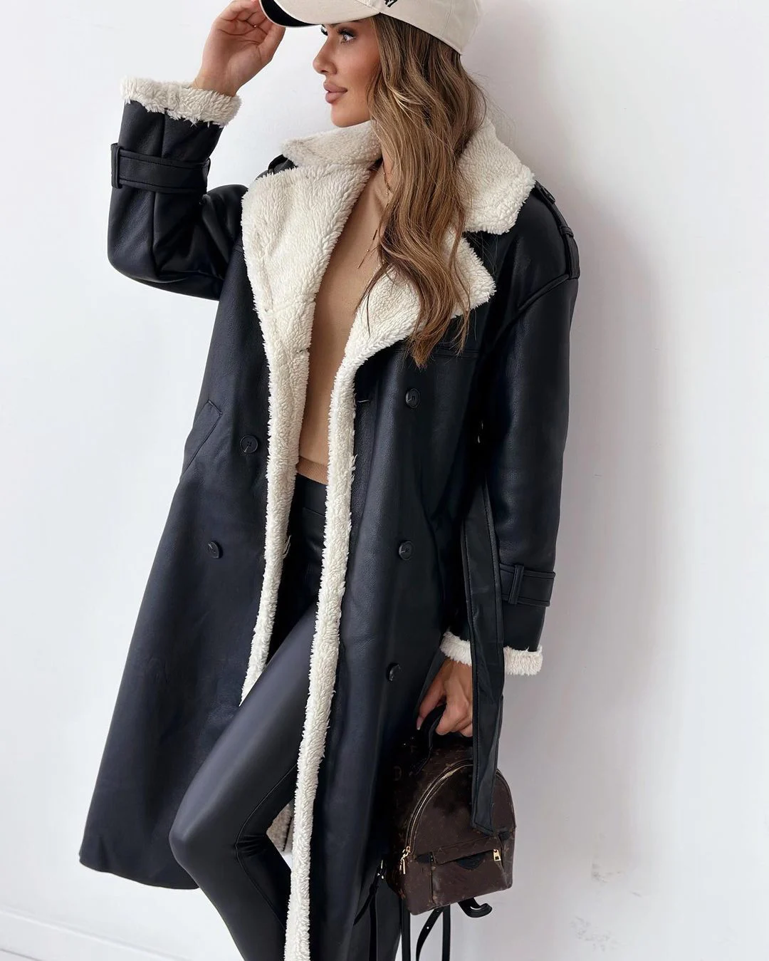 Winter Jacket With Belt Fashion Double Breasted Lapel Windbreaker Women's Long Trench Coat Mid-length Overcoat Clothing - Image 7