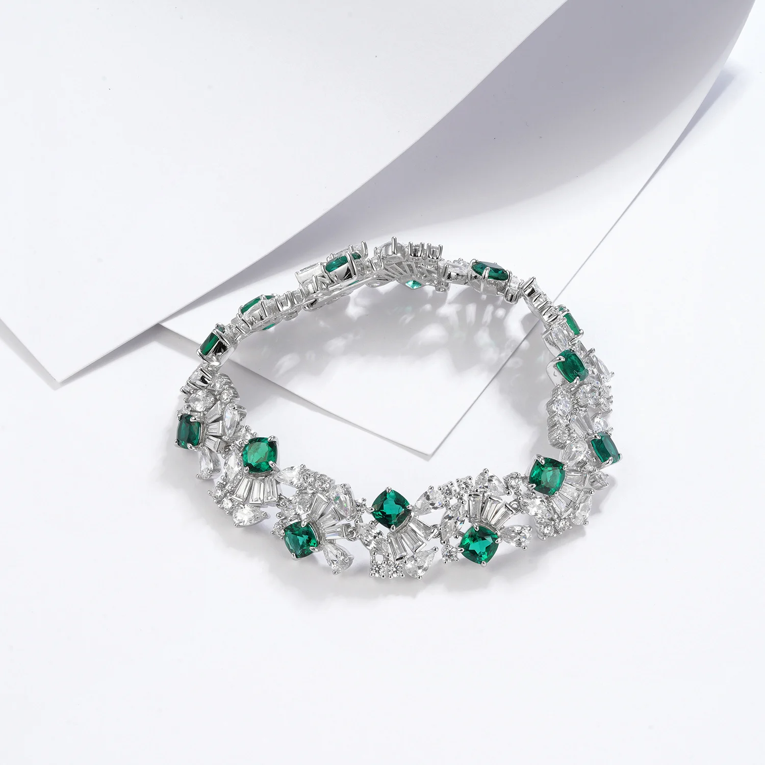 S925 Sterling Silver 5mm Lab-Grown Emerald Ruby Sapphire Tennis Bracelet 16.5cm 14 Stones Platinum Plated Gift Box - Image 4