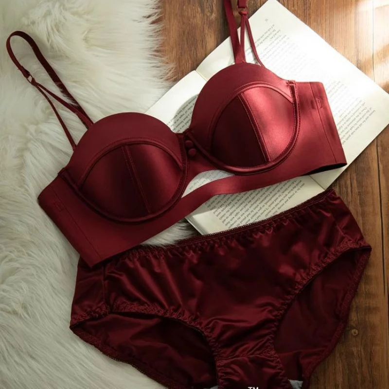 French Style Red Underwear For Women Large Bra - Image 4