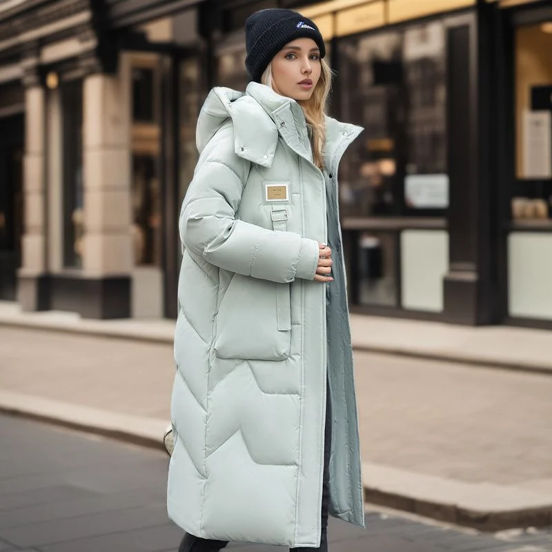 Detachable Hat Cotton Jacket Women's Mid Length Style - Image 4