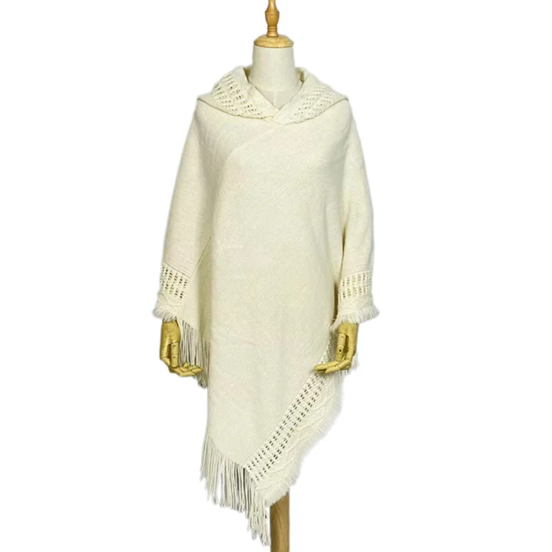 Women's Fashion Faux Cashmere With Hat Tassel Shawl - Image 8