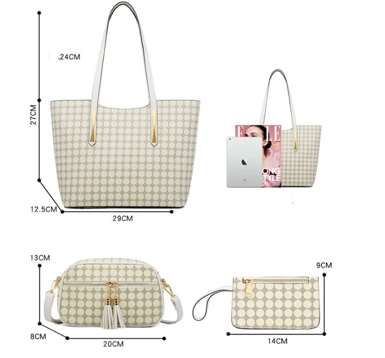 Fashion Polka Dot Four-piece Mother-in-law Bag With Tassel Crossbody - Image 4