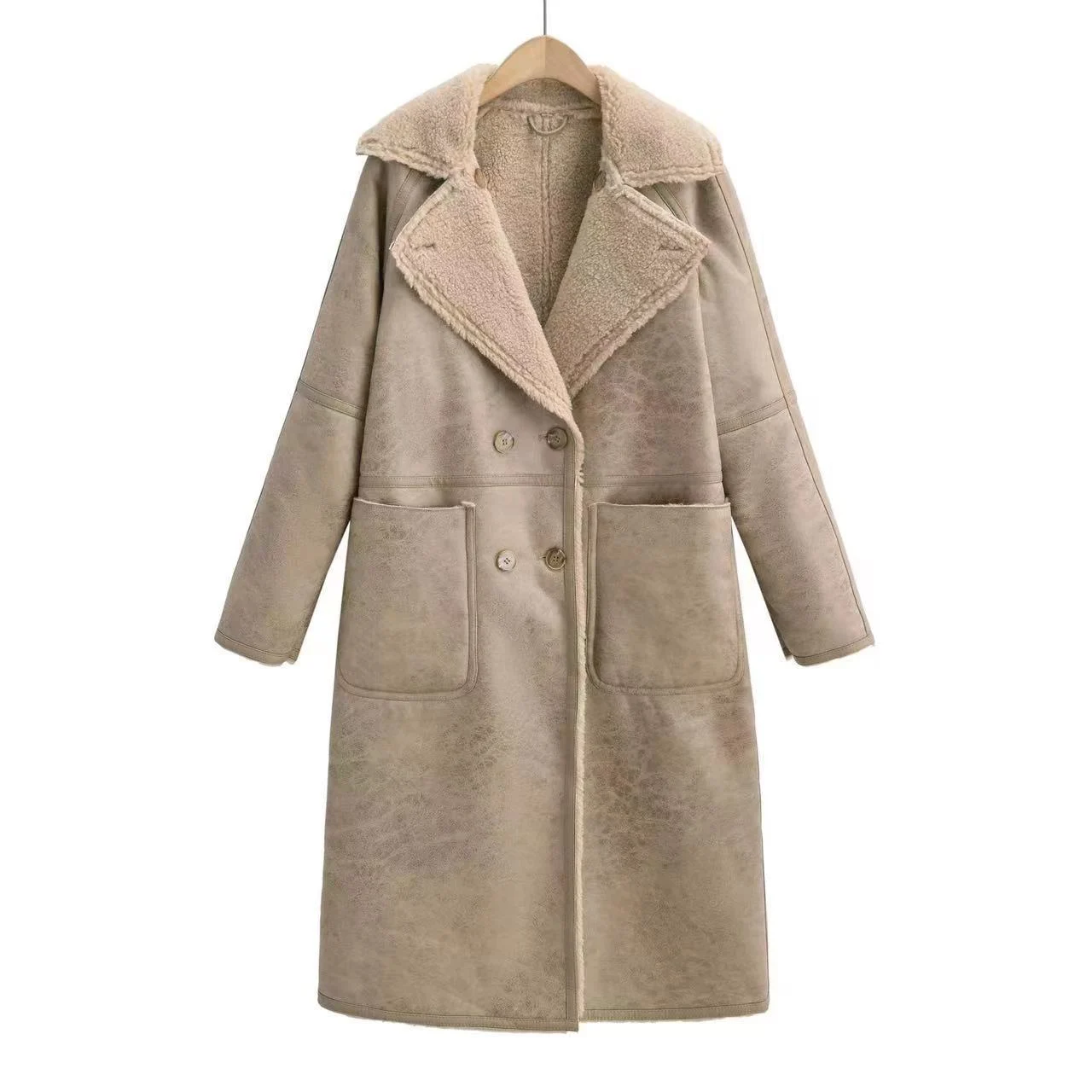 Winter Jacket With Belt Fashion Double Breasted Lapel Windbreaker Women's Long Trench Coat Mid-length Overcoat Clothing - Image 5