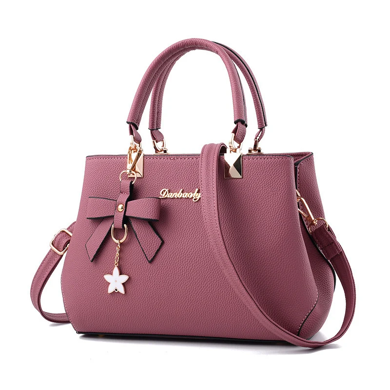 Top-handle Handbags Purse For Women Small Satchel PU Leather Shoulder Crossbody Bag With Bowtie Pendant - Image 7