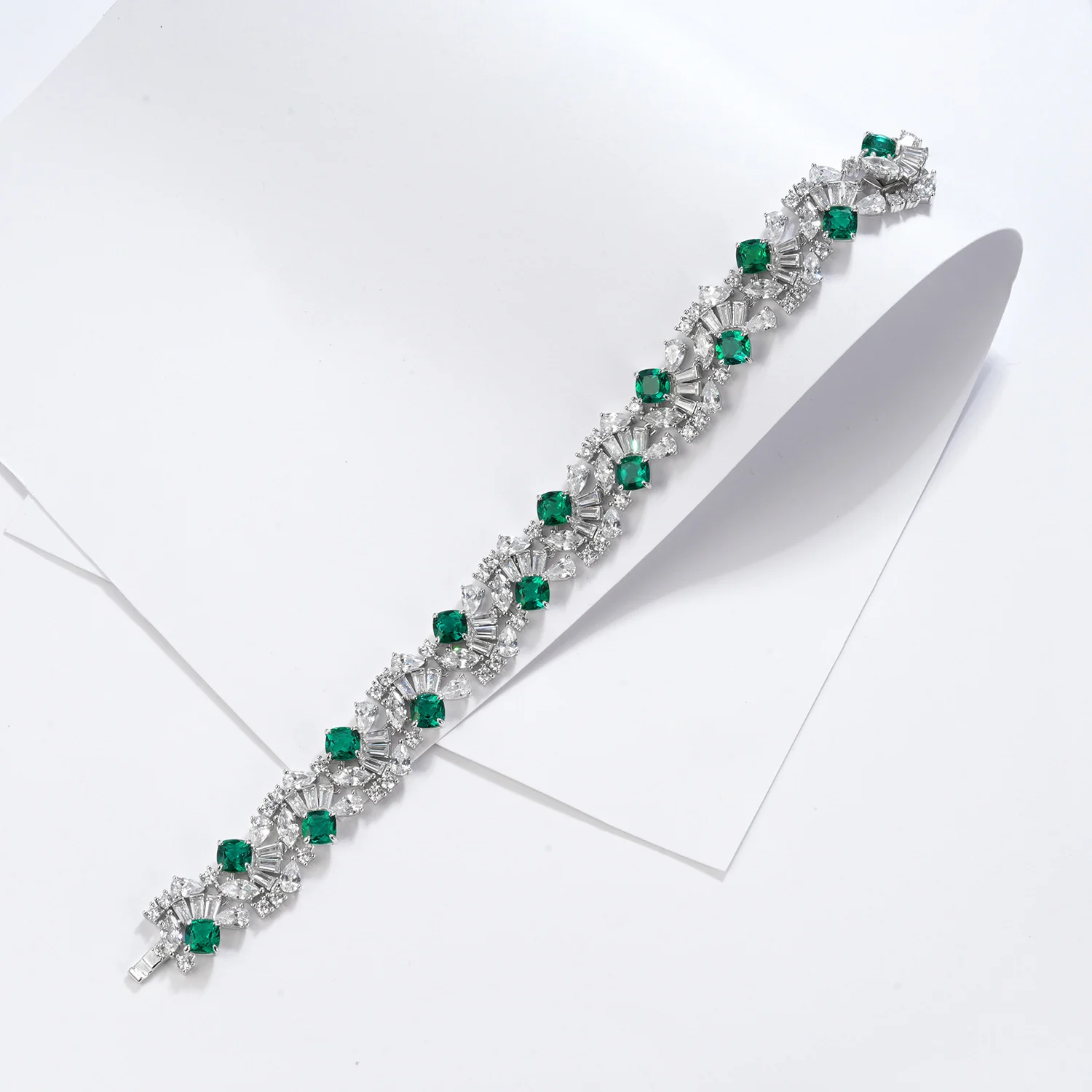S925 Sterling Silver 5mm Lab-Grown Emerald Ruby Sapphire Tennis Bracelet 16.5cm 14 Stones Platinum Plated Gift Box - Image 3