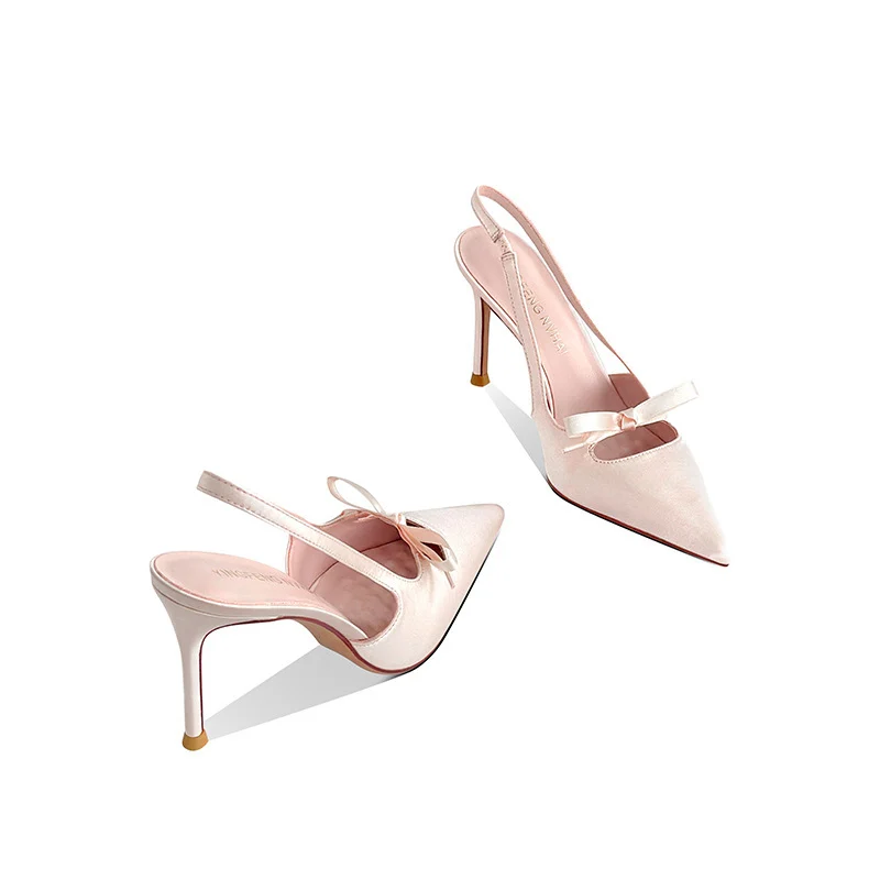 Womens Hollow-out Bow High Heels - Image 7