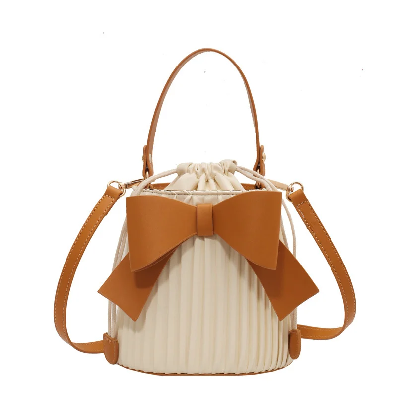Bowknot Bucket Simple One Shoulder Handbag Fashion - Image 7