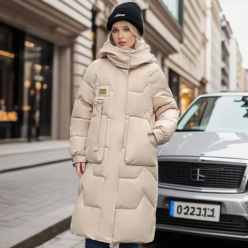 Detachable Hat Cotton Jacket Women's Mid Length Style - Image 2