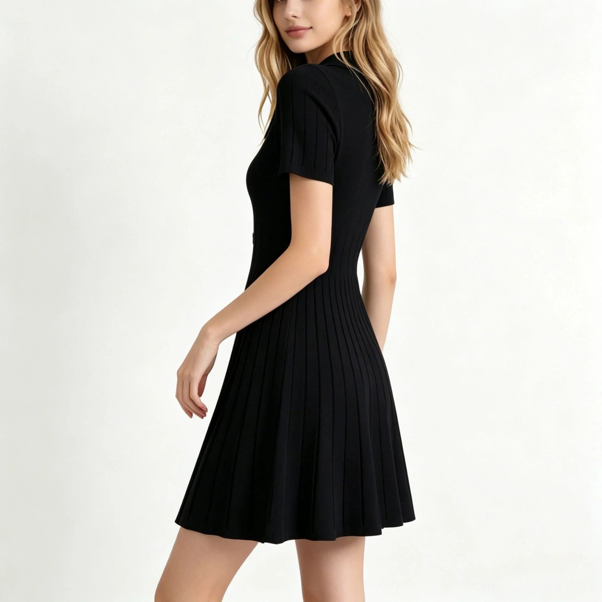 New Womens Polo-neck Knitted Dress - Image 3